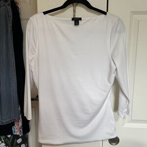 Halogen White Women's Top with 3/4 Length Sleeve